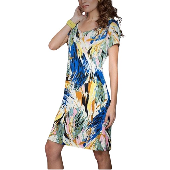 🛍️4/$20🛍️ Adore Apparel colorful brushstroke shift dress small perfect condition - Picture 3 of 9